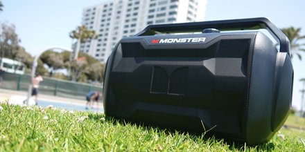 Monster-NOMAD-30-Watt-30-Hour-Portable-Bluetooth-Speaker-Weather-Resistant-IPX4-AUX-Input-MIC-Input-FM-Radio-and-USB-Charger-for-your-Portable-Devices-Black