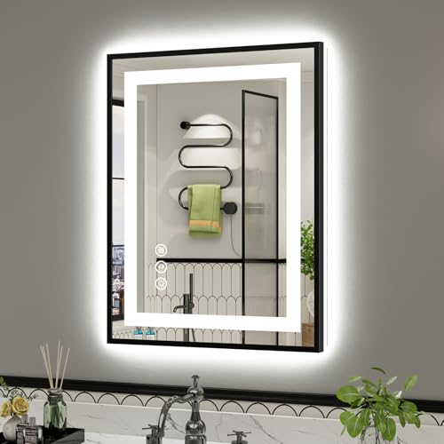 LED Bathroom Mirror with Black Frame