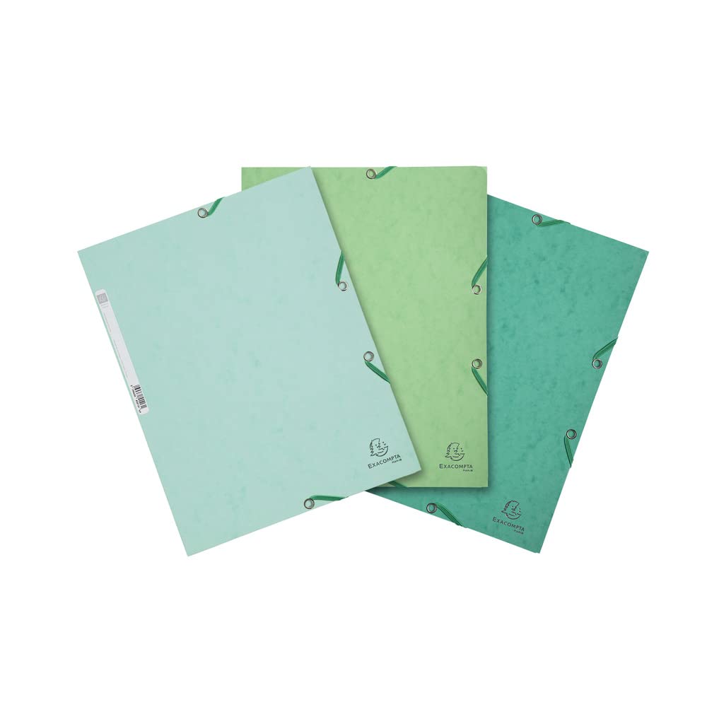 Exacompta 55573E - Lot of 3. 3 flap elasticated folder A4 assorted colour Nature