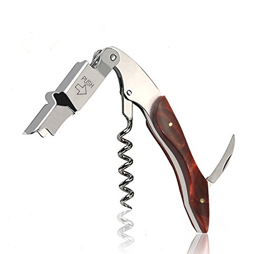 YIMI Hippocampus Type Multifunctional Corkscrew stainless steel&solid wood wine Bottle Opener and Foil Cutter, the Favoured Choice of Sommeliers, Waiters and Bartenders Around the World S001