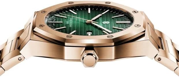 Montre Homme Quartz Argent Acier Inoxydable Bracelet 50M Etanche Date Calendrier Noir Bleu Montre Cadeaux pour Hommes,Vert-Or — photo 3 sur 8