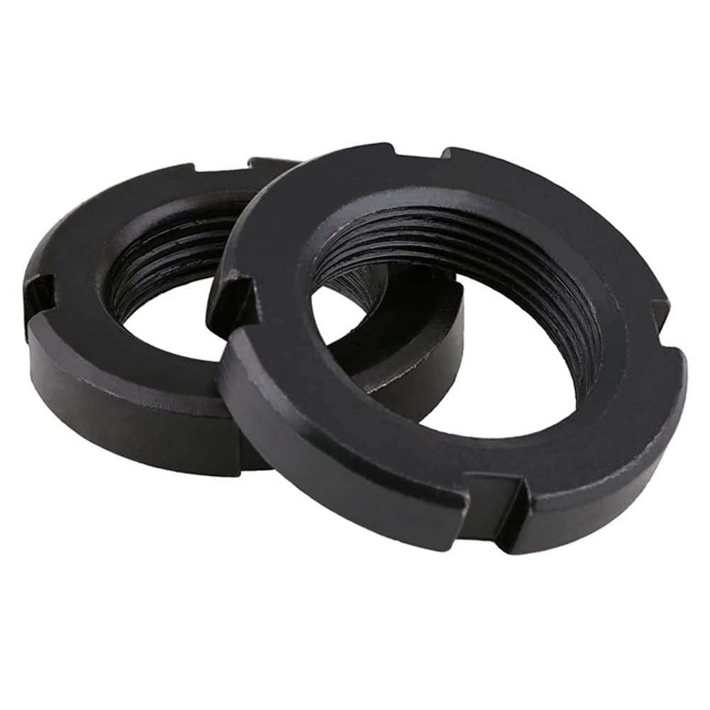 CONPHERON Four-Slot Slotted Nuts Carbon Steel Round Nut 4-slotted Lock Nut M10x1.0mm, 5 pcs