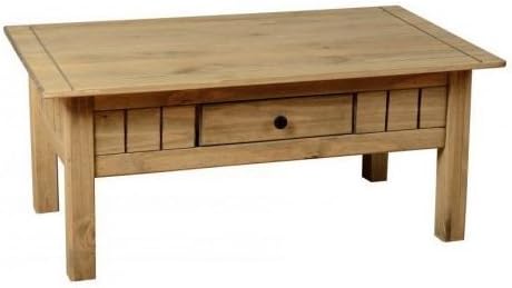Panama 1 Drawer Natural Wax Pine Coffee Table Solid Wood Finish Perfect Centrepiece Crafted Earthy traditional Rustic Charm style includes spacious storage practical affordable way