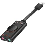 USB Sound Card Adapter External Audio Stereo Sound Card Converter with 3.5mm Headphone and Microphone Jack for Table PC Laptop Desktop Windows Mac OS Linux PS4, Plug and Play, No drivers Needed