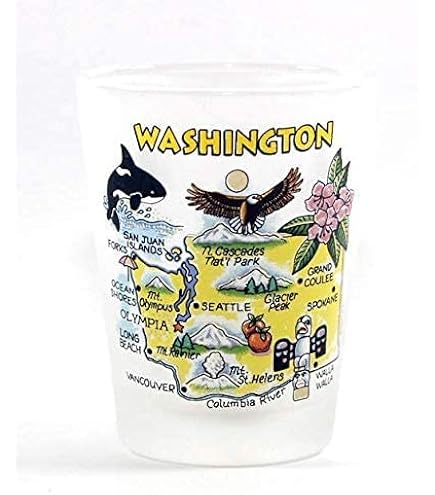 Washington Evergreen State Souvenir Shot Glass - 2.25" Tall State Themed Glass - View #8