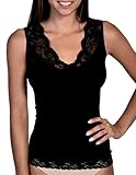 Body Beautiful Women's Shapewear Seamless V-Neck Shaping Cami with Lace Neck & Trim