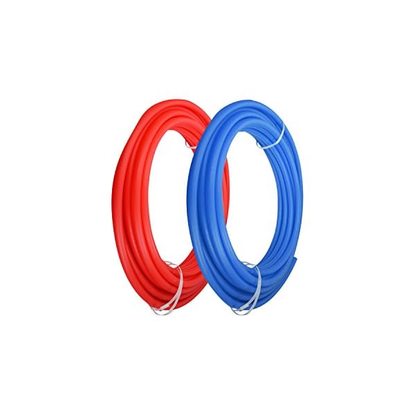 Pexflow Pex Tubing Kit with 1/2 Inch x 100' Coil Red and Blue Potable Water Pex Tubing Combo