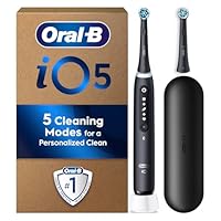 Oral-B iO5 Electric Toothbrushes for Adults, 2 Toothbrush Head and Travel Case, 5 Modes with Teeth Whitening, 2 Pin Plug, Black