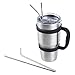 Morecome 30 Oz Stainless Steel Insulated Tumbler Mug Handle+ Straws+Cleaning Brush+Splash Proof Lid
