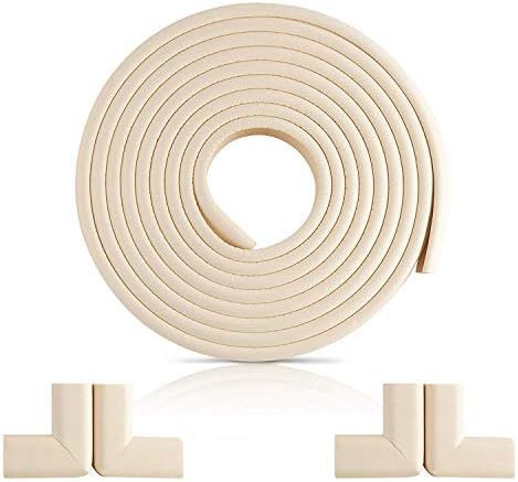 NEW Furniture Edge and Corner Guards | 16.2ft Protective Foam Cushion | 15ft Bumper 4 Adhesive Childsafe Corners | Baby Child Proofing Foam Set and Safe for Table | Fireplace | Countertop | White
