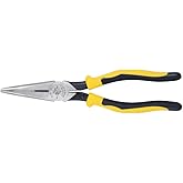Klein Tools J203-8 8-Inch Needle Nose Pliers, Heavy Duty Cutting, Extended Handles, High Leverage, Induction Hardened with Hot-Riveted Joint