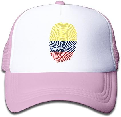 Colombia Of Flag Fingerprint Boys Girls Hats Snapback Mesh Cap Adjustable Baseball Caps Kids Trucker Hat Pink