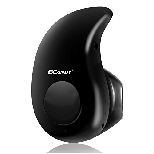 Ecandy Más pequeña llamada Bluetooth Mini botón de los auriculares con Bluetooth para auriculares Soporte manos libres inalámbrico invisible para el iPhone Samsung Xiaomi Sony Lenovo HTC LG y más Smartphone (negro)