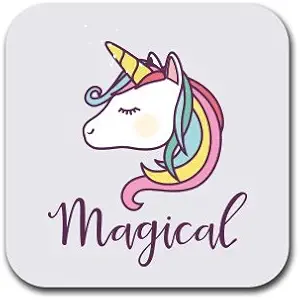 Unicorn Magical Fantasy - Coaster Set of Six - Joke Humor Gift Coasters for Drinks - Absorbent | Furniture Safe - Set of six (6 pcs) - Gifts Home Office - Quality Neoprene 3.5