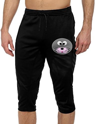 Mens Seal Face Joggers Cropped Trousers Elastic Waist Athletic Pants Sweatpants