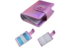 FingerAngel 20Slots Nail Stamping Plate Case Holographic Nail Art Image Holder Rainbow Laser Design Rectangular Nail Art Plate Organize For Large Size 6X12CM Nail Art Plates (Pink)