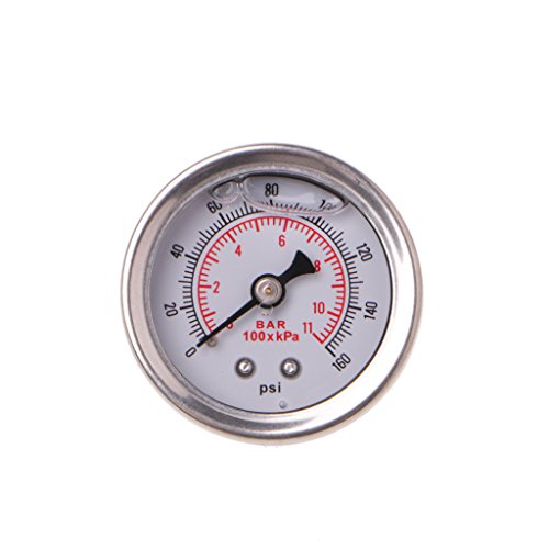 Buy siwetg Fuel Pressure Regulator Gauge 0160 PSI / Bar Fluid Fill