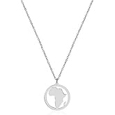 NOUMANDA Fashion Africa Map Necklace Cut Copper Hollow Round Pendant Jewelry