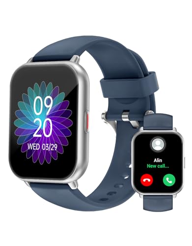 RUIMEN Smartwatch with Calls, Smart Watch Receive Call and Voice Assistant, Smartwatch Woman Man with Pedometer Blood Oxygen Waterproof IP68 100+ Sports Modes