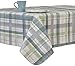 EVERYDAY LUXURIES Lexington Plaid Stain Resistant and Spill Proof with Flannel Backing Vinyl Tablecloth for Spring/Summer/Party/Picnic, Blue, 60