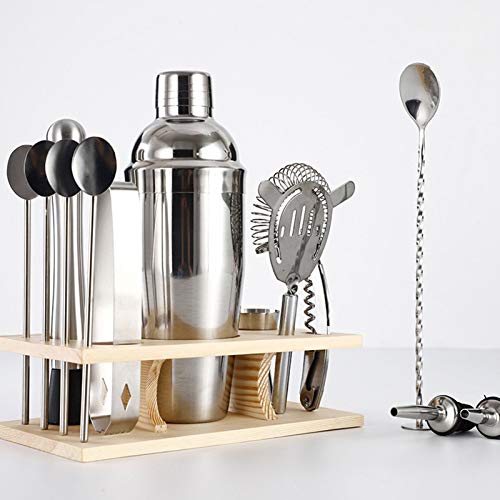 LTJX Cocktail Set, Cocktail Shaker Set, aus Edelstahl,9 Teiliges Barkeeper Set,mit Holzhalterun ect, 750 ml Cocktail… – Bild 6