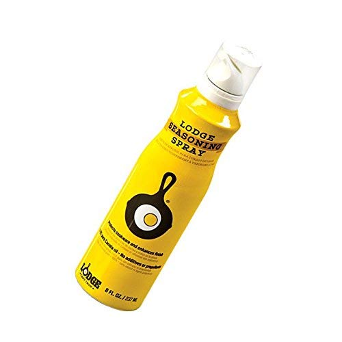 LODGE CAST IRON SEASONING SPRAY – SEASONING SPRAY MADE WITH 100% CANOLA OIL TO RESTORE, CURE, AND CARE FOR CAST IRON COOKWARE – 8 OUNCE