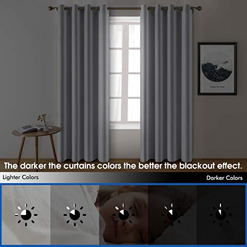 HOMEIDEAS 2 Panels Faux Silk Curtains for Nursery Greyish White