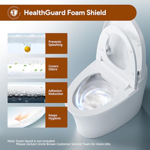 Uncle Brown ST12U Smart Toilet, ADA Height Bidet Toilet with Auto Open & Close Lid, 1000g MaP Flush Score, Foam Shield, PlasmaClean Technology, Hygienic Water Cleanse, Heated Seat & Warm Air Dryer