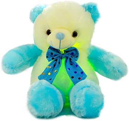 AMFO LED Light Nights Teddy Bear Stuffed Animals Plush Night Light Toy Colorful Gleamy Gift 20Inch (Blue&White)