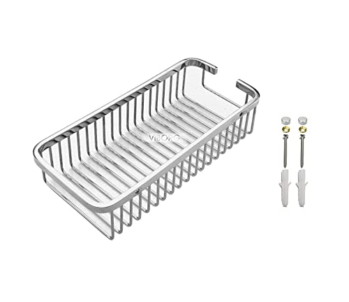VIBORG Deluxe Solid Thick Sus304 Stainless Steel Wire Wall Mount Mounted Bathroom Bath Rectangular Shower Basket Shelf Tidy Caddy Storage Shampoo Holder Organizer, Xs-807A (Polished Mirror-like)