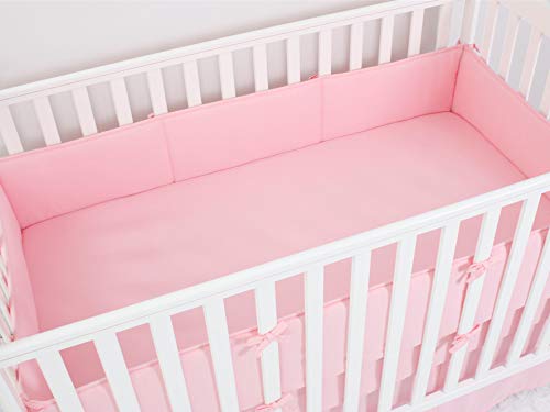 CaSaJa Napping Microfiber Crib Bumper Pads Protector, Soft and Breathable for Baby Boys and Girls, Fits Standard Size Crib and Toddler Beds 28 inches x 52 inches, Machine Washable, Baby Pink