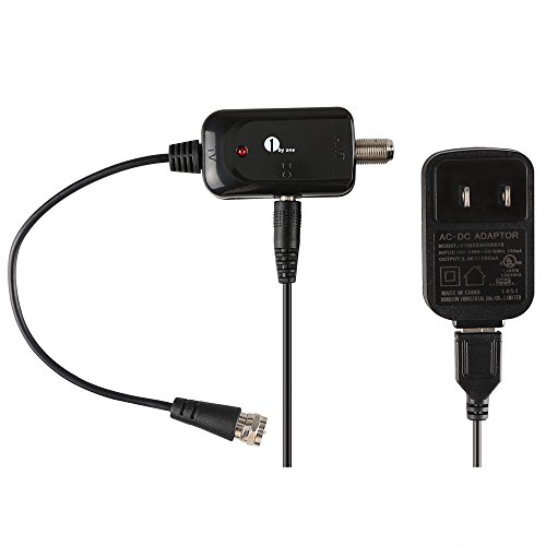 1byone-High-Gain-Low-Noise-HDTV-Antenna-Amplifier-Signal-Booster-for-TV-HDTV-Antenna-with-USB-Power-Supply-Boost-Any-Non-amplified-TV-Antenna-up-to-15-Miles-Range-Gain-20dB-Color-Black