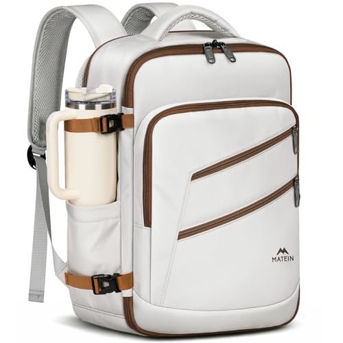 MATEIN Ryanair Hand Luggage 40 x 30 x 20, Women's Travel Backpack with Wet Compartment, Backpack 40 x 30 x 20 with 15.6 Inch Laptop Compartment for Women, Ryanair Backpack for Travel, Travel Backpack for Business, Cloud Dancer