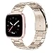 Wearlizer Stainless Steel Band Compatible for Fitbit Versa/Versa 2/Versa Lite Bands Women Men,Ultra-Thin Lightweight Replacement Band Strap Bracelet Compatible for Fitbit Versa Scrub Gold