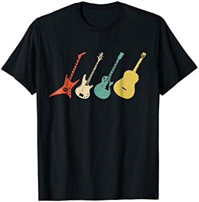 Mens Vintage Guitar T-Shirt Acoustic and Electric Guitar Gift Men XL Black