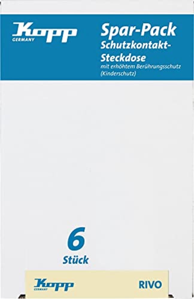 Kopp Rivo 945117052 Professional Pack of 6 Earthing Contact Sockets with Increased Touch Protection