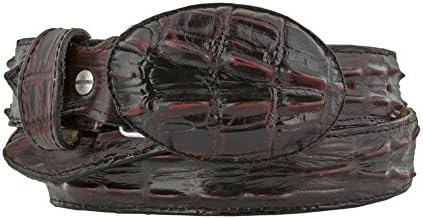 Men's Black Cherry Crocodile Tail Leather Western Belt Round Buckle 40