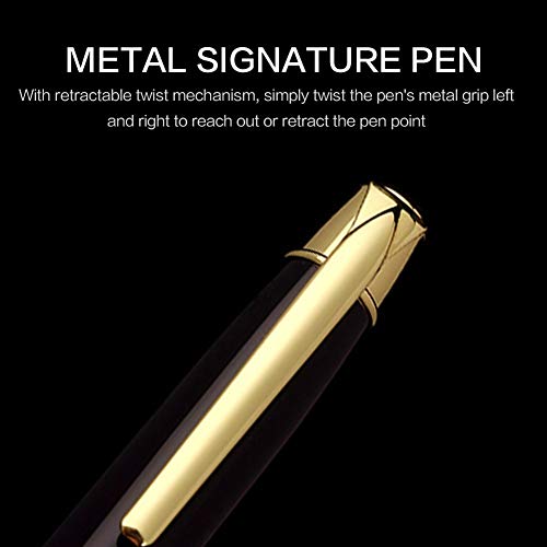 Bolígrafo Giratorio de Metal, Bolígrafos Ejecutivos, Bolígrafo de Acero Inoxidable de 1,0 Mm de Punta Media para Estudiantes de Oficina, Profesores, Negocios (Negro)