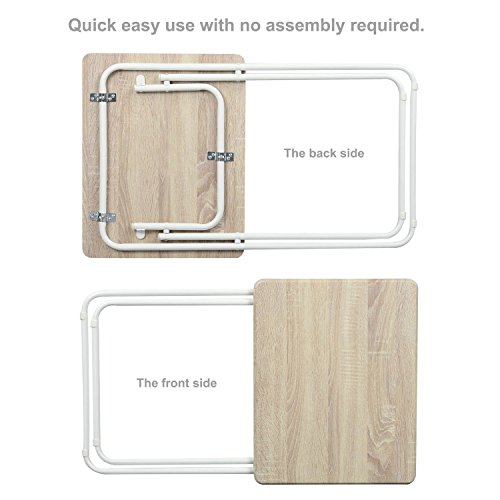 Aingoo Folding TV Trays 2 Pcs Small Snack Metal Dinner Tray Side Table Wood Printed Beige