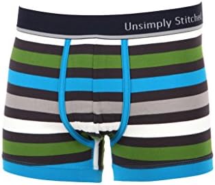 Unsimply Stitched Men's Boxer Brief - Trunk - Multi Color Stripe Blue/White/Green L