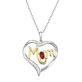 ARTCARVED Mom's Love Colored Birthstone Sterling Silver Pendant Necklace, 18