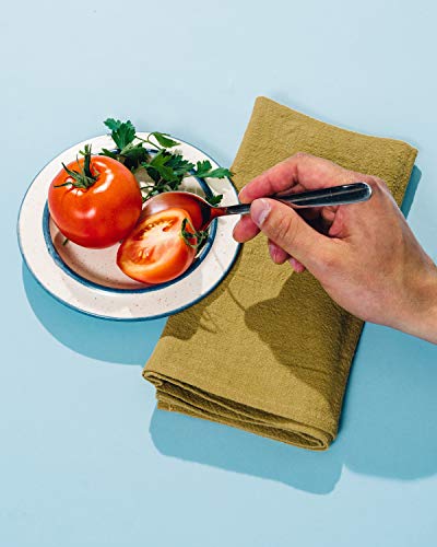 Caldo Linen Dinner Napkins - Soft and Durable Cloth - 4 Pack - 20x20 inch (Mustard) - Thumbnail 3