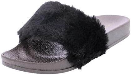 Via Pinky Collection - Women's Faux Fur Slides - Pink (11, Black)