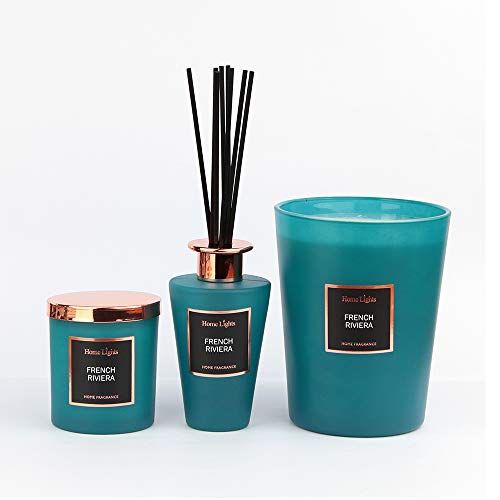 Home Lights Reed Diffuser Gift Set, Natural Scented Long Lasting French Riviera Fragrance Oil for Home Office Gift Idea, Aromatherapy Air Freshener and Stress Relief, 200ml/6.76 fl.oz