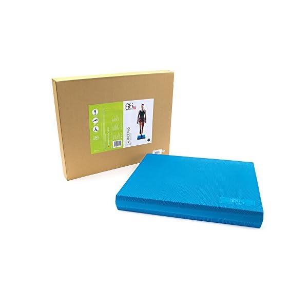 66fit Wooden Rocker Board 50cm - Includes Balance Training Ebook - Wobble Balance Training Rehabilitation Exercise, Blue