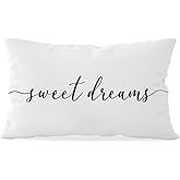 HONLUNG White Decorative Pillow Covers, Decorative Pillows for Bed, Sweet Dreams Pillow Covers 12x20 Decor for Couch Bed Bedroom Dorm.