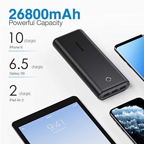 Poweradd Power Banks 26800mAh Portable Charger 26800mAh 3 Outputs & 2 Inputs USB External Battery Pack Compatible with Huawei, iPhone, iPad, Samsung, Nexus, HTC, LG, Tablets and More-Black
