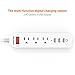 Poweradd 3-Outlet Power Strip 5-foot Heavy Duty Extension Cord with 3 USB Charging Ports, White