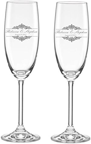 LENOX Blush Crystal 2PC Champagne Toasting Flute 2PC Set 6oz Personalized with Couples Names &amp; Date #69-04