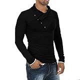 Mens Stylish Tops Slim Fit Casual Fashion T-shirts Polo Shirt Long Sleeve Tee